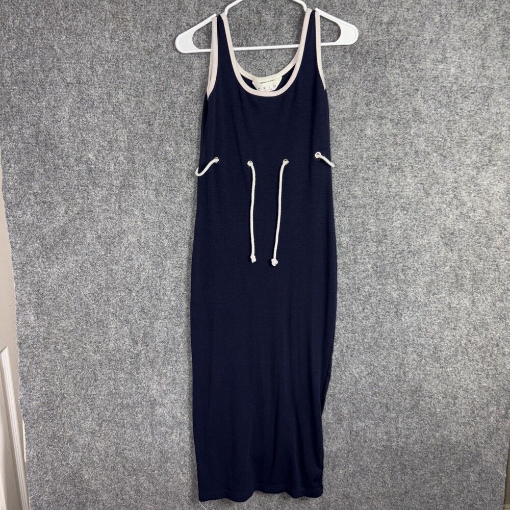 Trio New York Dress Womens Size S Blue Knit Midi nautical Casual